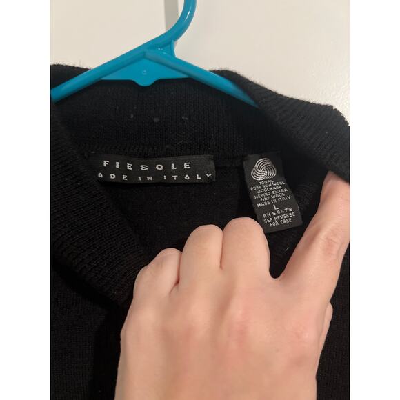 Fiesole Black Turtleneck Sweater – Size Large – 100% Pure Wool - Picture 3 of 4